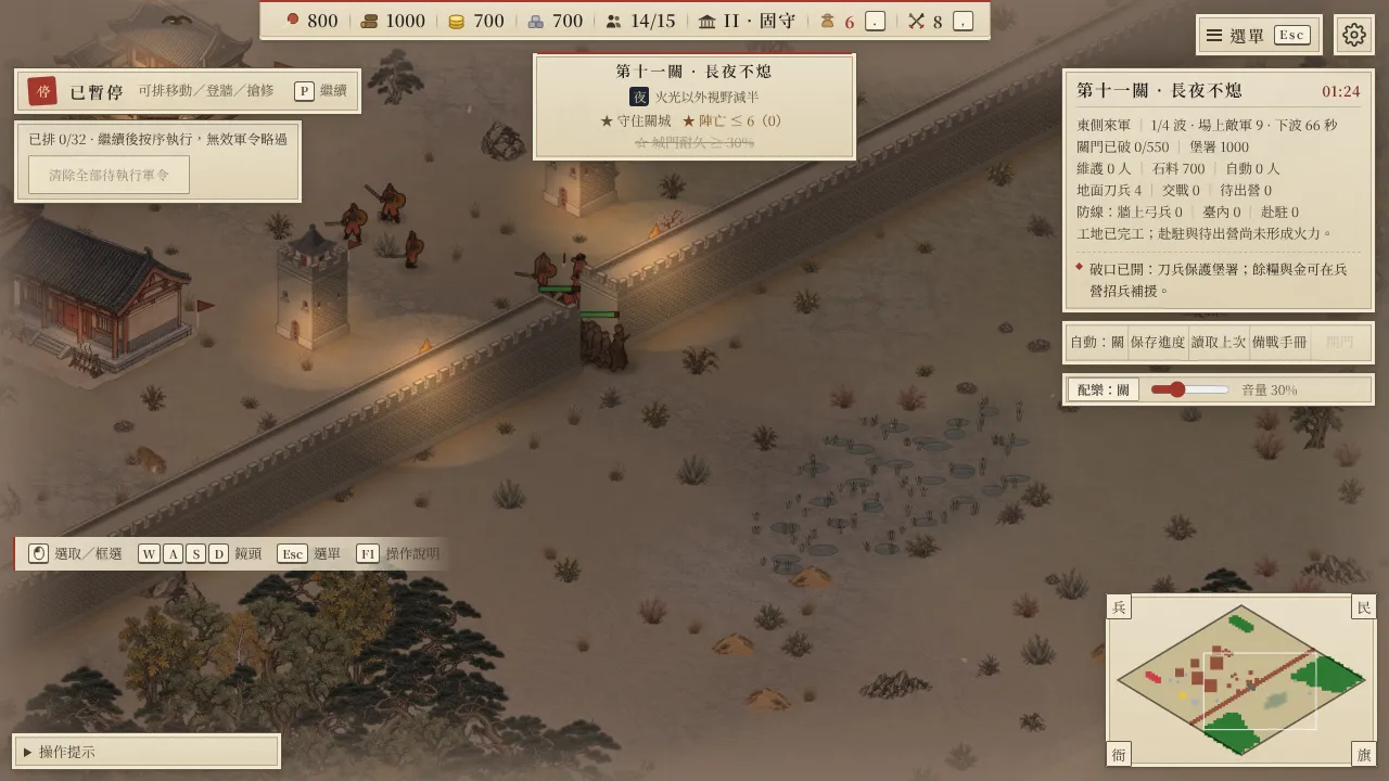 A night assault lit only by torches on the wall